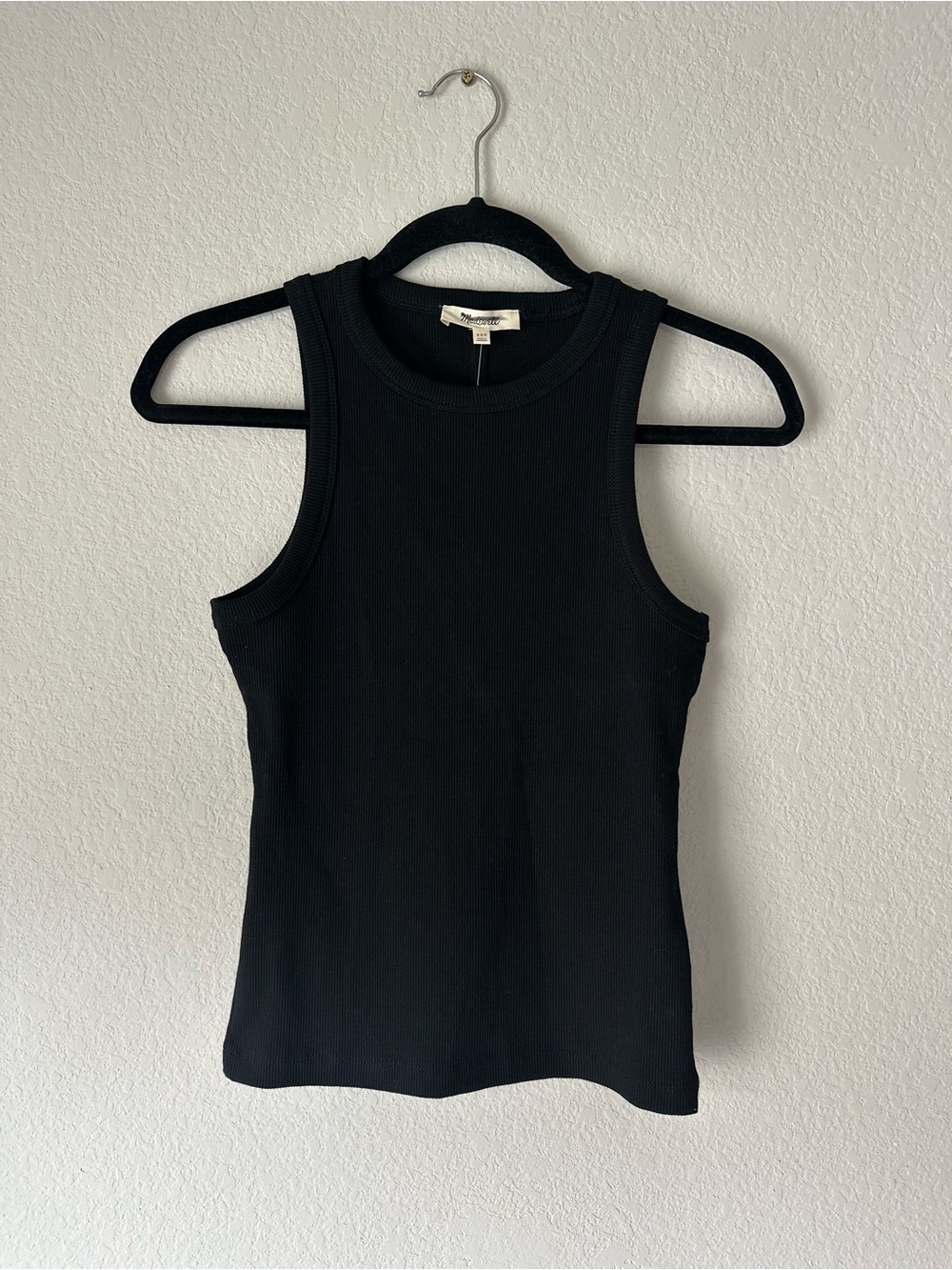 Madewell Ribbed Cutaway Tank Top in Black size XXS